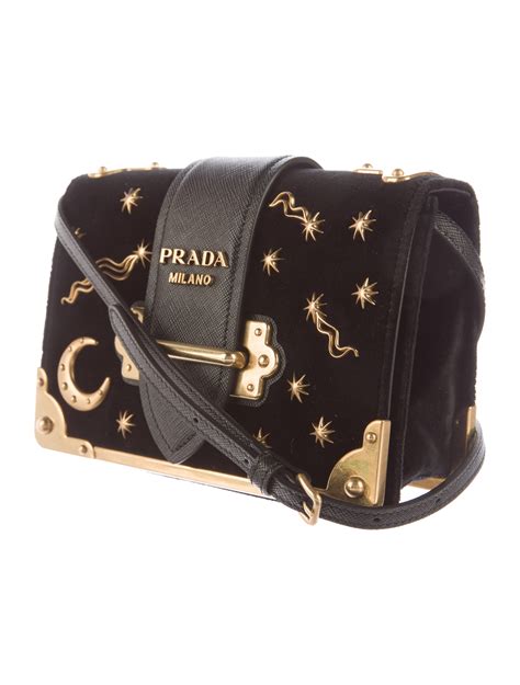 prada cahier astrology bag velvet|Prada astrology velvet shoulder bag.